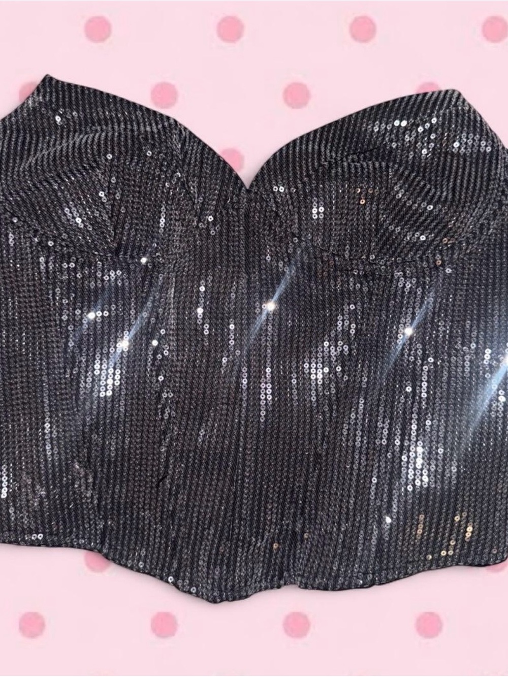 Windsor Black Sequin Strapless Bustier Top size small